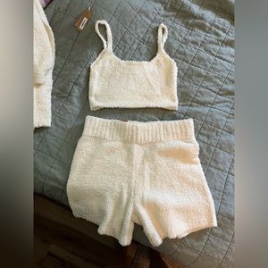 Skims Cozy Knit tank & shorts